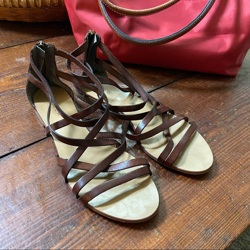 EUC J Crew Brown Leather Strappy Gladiator Sandals 8